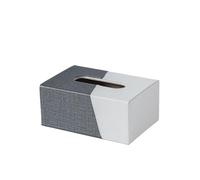 Caja de pañuelos tela cuadrada con bordes biselados en colores contrastantes for el hogar, hotel, habitación, escritorio Portapañuelos de papel(Blanco)