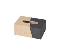 Caja de pañuelos tela cuadrada con bordes biselados en colores contrastantes for el hogar, hotel, habitación, escritorio Portapañuelos de papel(Beige)