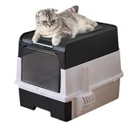 Caja De para Gatos | Arenero Cubierto para Gatos con Tapa Y Rejilla Filtradora - Diseño Plegable para Esquina Incluye Pala, Recinto Cerrado para Interiores Y Viaje