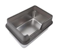 Caja de para Gatos, Bandeja de de Acero Inoxidable, Caja de Cubierta, Bandeja Sanitaria Grande con Parte Superior Abierta y Lado Alto a Prueba de Salpicaduras con Pala (Negro