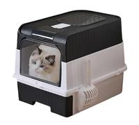 Caja de para gatos - Bandeja de grande para gatos | Bandeja de gris | Caja de para gatos grandes con cuchara, ligera, control de olores, tamizado, suministros plegables para