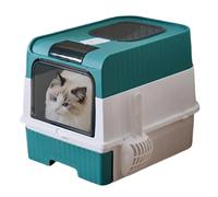 Caja de para gatos - Bandeja de grande para gatos | Bandeja de gris | Caja de para gatos grandes con cuchara, ligera, control de olores, tamizado, suministros plegables para