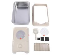 Caja de para Gatos Cerrada de Acero Inoxidable, Bandeja de para Gatos de Metal de Cara Alta con Entrada Superior antisalpicaduras Extra Grande (Caqui)
