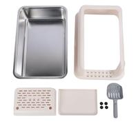 Caja de para Gatos de Acero Inoxidable Bandeja de Cerrada Extra Grande de Lados Altos antisalpicaduras a Prueba de Fugas para Gatos Grandes Caja de para Gatos Duradera y fácil (Caqui)