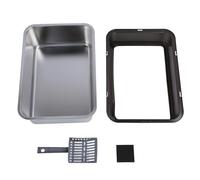 Caja de para Gatos de Acero Inoxidable, Bandeja Grande de para Gatos de Alta Altura con Entrada Superior y Pala, Bandeja metálica de de Uso Abierto Anti (Negra)