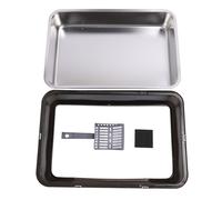 Caja de para Gatos de Acero Inoxidable con Tapa, Caja de Cerrada de Bordes Altos Anti Salpicaduras, diseño de Entrada Superior Extra Grande para Control de olores y (Negra)