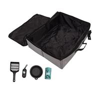 Caja de para Gatos de Viaje Portátil, Transportador de Plegable con Tapa, Caja de Impermeable para Viajes y Camping, Incluye Paleta, Bolsa para Heces y Tazón de S