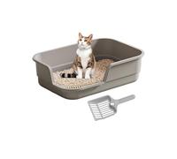 Caja De para Gatos Grande - Semi-Cerrada con Bordes Altos Y Pala | Bandeja Sanitaria con Tapa Abierta Semi Cerrada,para Mascotas Mayores Interior Hogar Oficina Apartamento Sala De Estar