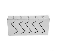 Caja de parrilla de acero inoxidable con tapa abatible de 90 grados para un fácil acceso a las virutas de madera y circulación equilibrada del humo durante la barbacoa