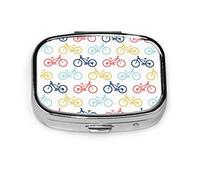 Caja de pastillas Bicicleta retro Patrón sin costuras Ilustración vectorial Días Caja de pastillas para bolsillo o monedero Contenedor de pastillas pequeño lindo Organizador de pastillas de viaje