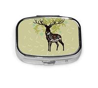 Caja de pastillas Caja de pastillas de flores de ciervo de Navidad para bolsillo o monedero Lindo pequeño contenedor de pastillas Organizador de pastillas de viaje