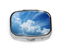 Caja de pastillas cielo azul con nubes blancas caja de pastillas para bolsillo o monedero lindo pequeño contenedor de pastillas organizador de pastillas de viaje