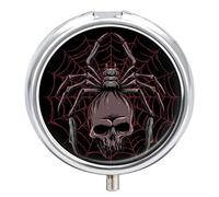 Caja De Pastillas De Metal Araña Con Calavera Pastillero Portátil Organizador De Medicamentos Contenedor De Soporte De Vitaminas
