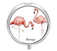 Caja De Pastillas De Metal Flamingo Pastillero Portátil Organizador De Medicamentos Contenedor De Soporte De Vitaminas