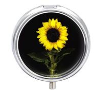 Caja De Pastillas De Metal Girasoles Pastillero Portátil Organizador De Medicamentos Contenedor De Soporte De Vitaminas