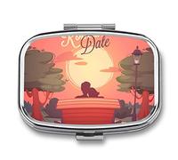 Caja De Pastillas De Metal Paisaje Al Atardecer Pastillero Portátil Organizador De Medicamentos Contenedor De Soporte De Vitaminas