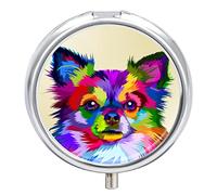 Caja De Pastillas De Metal Perro Chihuahua Pastillero Portátil Organizador De Medicamentos Contenedor De Soporte De Vitaminas