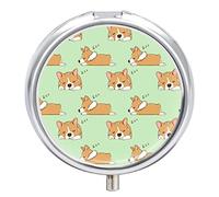 Caja De Pastillas De Metal Perro Corgi Pastillero Portátil Organizador De Medicamentos Contenedor De Soporte De Vitaminas