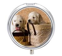 Caja De Pastillas De Metal Perro Golden Retriever Pastillero Portátil Organizador De Medicamentos Contenedor De Soporte De Vitaminas