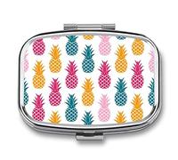 Caja De Pastillas De Metal Piña De Colores Pastillero Portátil Organizador De Medicamentos Contenedor De Soporte De Vitaminas