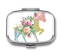 Caja De Pastillas De Metal Unicornio Pastillero Portátil Organizador De Medicamentos Contenedor De Soporte De Vitaminas