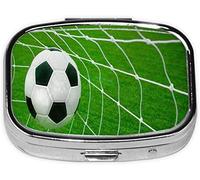 Caja de pastillas, estampado de fútbol de hierba verde, caja de pastillas cuadrada para bolsillo o monedero, contenedor de pastillas pequeño, organizador de pastillas de viaje