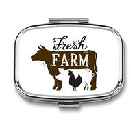 Caja De Pastillas Granja Vaca Cerdo Pollo Silueta Lindo Pastillero Diario Pastillero Organizador 2 Compartimentos