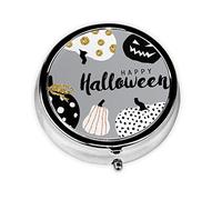 Caja de pastillas Happy-Halloween-Day-Trick-Or-Treat Cajas de pastillas de viaje personalizadas Caja de pastillas redonda Caja organizadora de vitaminas decorativa de metal