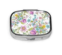 Caja de pastillas Hermosa Flora Elegante Caja de pastillas de flores para bolsillo o monedero Lindo pequeño contenedor de pastillas Organizador de pastillas de viaje