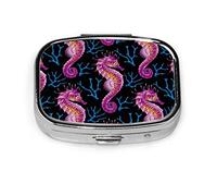 Caja de pastillas Ocean Underwater Seahorse Pastillero de dibujos animados para bolsillo o monedero Lindo pequeño contenedor de pastillas Organizador de pastillas de viaje