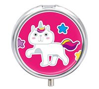 Caja De Pastillas Patrón De Estrellas De Unicornio Para Gatos Lindo Pastillero Diario Pastillero Organizador 2 Compartimentos