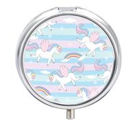 Caja De Pastillas Patrón De Unicornios Con Arco Iris Lindo Pastillero Diario Pastillero Organizador 2 Compartimentos