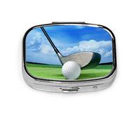 Caja de pastillas Pelota de golf en el labio cerca de Bunker Encantador y hermoso estuche de pastillas Gol para bolsillo o monedero Lindo contenedor de pastillas pequeño Organizador de pastillas