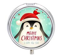 Caja De Pastillas Pingüino Navidad Lindo Pastillero Diario Pastillero Organizador 2 Compartimentos