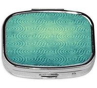 Caja de pastillas, textura de curva verde impresa, caja de pastillas cuadrada para bolsillo o monedero, contenedor de pastillas pequeño, organizador de pastillas de viaje