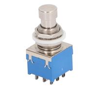 Caja de Pedales de Efectos de Guitarra, Interruptor de Pie Botón Pulsador 3PDT de 9 Pines Terminales de Soldadura de Bypass Verdadero Efectos de Guitarra Pedal de Pedal Azul