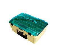 Caja De Pesca 1 caja organizadora de equipo de pesca con compartimentos, gran capacidad, resistente a la gravedad, portátil, multifuncional.(2 Layer Yellow Green)