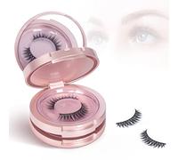 Caja de pestañas circulares de 3 capas con espejo, organizador de pestañas vacía, estuche de viaje con soporte para pestañas para cosméticos (oro rosa)