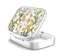 Caja de píldoras de 2 compartimentos, caja de píldoras portátil para bolsillo o bolso, caja de pastillas decorativa de metal, organizador de vitaminas, regalo único (1 pieza, 39-Flowers Pinck)