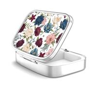 Caja de píldoras de 2 compartimentos, caja de píldoras portátil para bolsillo o bolso, caja de pastillas decorativa de metal, organizador de vitaminas, regalo único (1 pieza, 40-Garden Flowers)