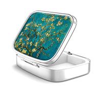 Caja de píldoras de 2 compartimentos, caja de píldoras portátil para bolsillo o bolso, caja de píldoras decorativa de metal, organizador de vitaminas, regalo único