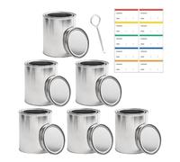 Caja de pintura, pintura vacía - color traición con abierto y pegatina - pintura vacía con tapa, lata de pintura vacía con tapa, 6 partes, 0,5 l puede ser sin pintar color plata recipiente organizador
