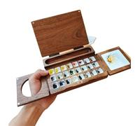 caja de pintura portátil Tablero de dibujo acuarela plegable madera, portátil for viajes, caja dispensadora pintura 24 colores, paleta tintes for grafitis pintados a mano, herramientas arte