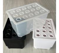 Caja de plantas acuáticas para uso doméstico con 15 agujeros y estructura transparente para facilitar la inspección de raíces y el manejo de nutrientes (blanco)