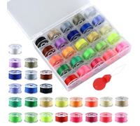 Caja de plástico con 25 compartimentos, caja de bobinas vacía, caja para bobinas de máquina de coser, almacenamiento para máquina de coser, almacenamiento de bobinas de bobinas (con 1 enhebrador de