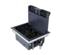 Caja de plástico para depósito de suelo, IP20, 3 enchufes Schuko VDE + 2 enchufes de red, listo para instalar, caja de suelo, tapa retráctil, suelo hueco Luxus-Time