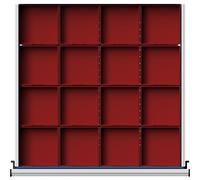 Caja de plástico para piezas pequeñas ANKE, 16 cubetas para una anchura de armario de 760 mm