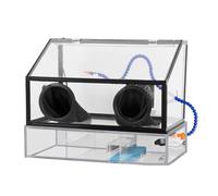 Caja de polvo para pulidora con 2 orificios, caja de polvo para pulido cerrada transparente, cubierta acrílica, cubierta portátil a prueba de polvo, caja para polvo de pulido para grabado 3mm