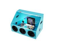 Caja De Polvo Para Pulidora De Mesa De Esmerilado Eléctrica Totalmente Cerrada, Tapa Con Luz LED Y Ventilador, Y Sistema De Circulación De Agua Integrado(Blue,3-hole)