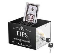 Caja de propuestas, caja de donación de acrílico, caja de puntas con cerradura de llave, caja de donación con cerradura, 6 x 4 x 5 pulgadas, vasos de propina de pared para el hogar, oficina o eventos